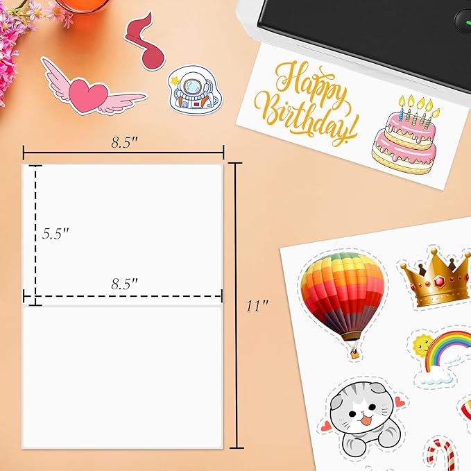 8.5 x 5.5 Half Sheet Shipping Labels for Laser and Inkjet Printers, 2 Per Page Self Adhesive Mailing Labels, White Blank Labels [500 Sheet 1000 Labels]