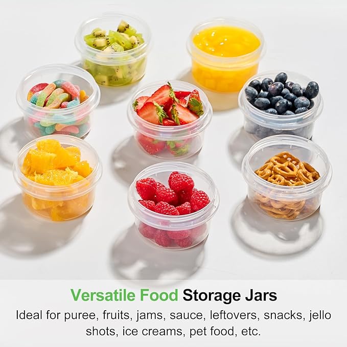 Qeirudu 10 Pack 8oz Freezer Storage Containers with Screw Lids, Leakproof Meal Prep Containers, Small Reusable Plastic Food Storage Containers for Fruits, Leftovers, Salads, Overnight Oats