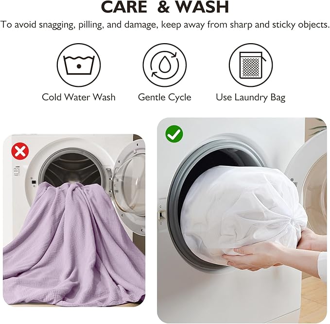 EMME Muslin Cotton Duvet Cover Set Lavender Queen Size Linen Like Soft Breathable Lightweight Summer Comforter Cover Set with Zipper Closure (Lavender, Queen, 90"x90")