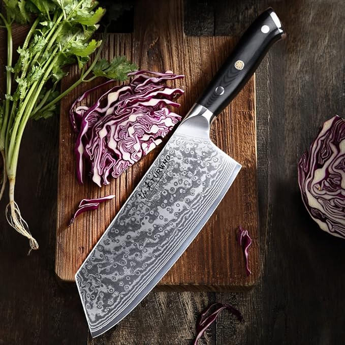 Professional Cleaver Knife 7.5 Inch - Classic Damascus pattern Japanese VG-10 Steel Chef Knives