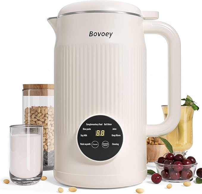 Nut Milk Maker Machine, Automatic Nut Milk Maker Almond Homemade Milk, Plant-Based Milk Almond Milk Maker, 40oz Soy Milk Maker Delay Start/Self Clean/Boil Water/Keep Warm (White)