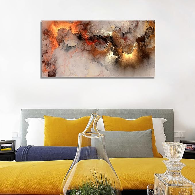 YYYYHPP YP1075 Abstract Clouds Modern Wall Art Decor Orange Abstract Poster Art abstract wall art for living room Bedroom Kitchen Home and Office Wall Decor