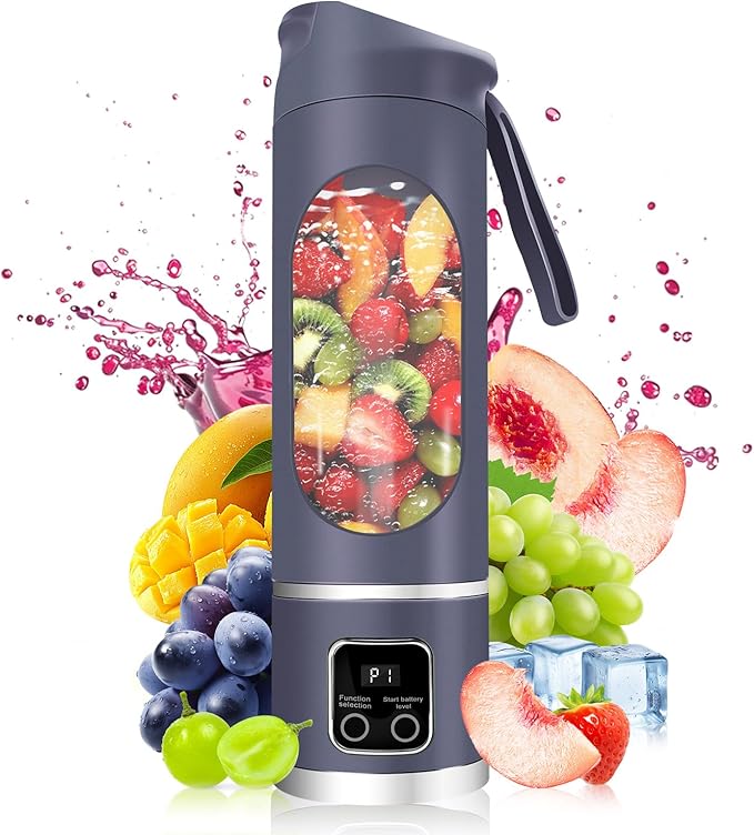 Portable Personal Electric Blender，500ML Portable Shakes and Smoothies Blender，Small Blenders、Mixing、Compact、Convenient and Versatile(Purple)