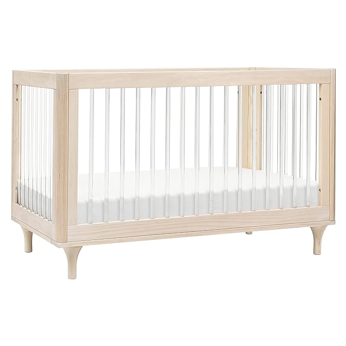 Babyletto Lolly 3-in-1 Convertible Baby Crib - GREENGUARD Gold Certified Convertible Crib to Toddler Bed & Daybed - Wooden Baby Bed, 4 Adjustable Heights - Easy to Assemble - Washed Natural/Acrylic