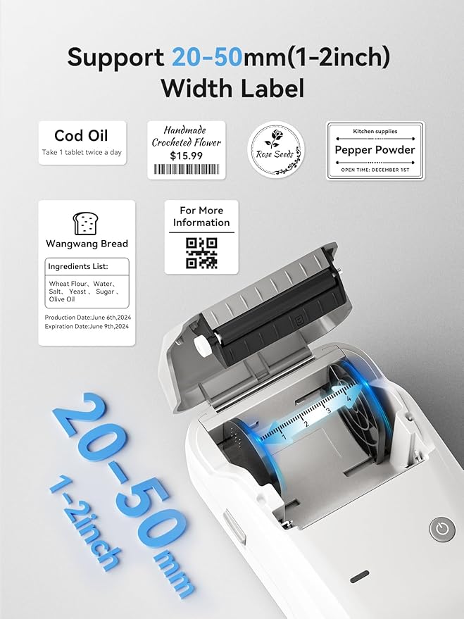 NIIMBOT B1 Bluetooth Label Maker Machine with Tape, Easy to Use, Large Waterproof Label, 2 Inch Portable Thermal Label Printer with Multiple Templates for Kitchen,Home, School, Small Business,Grey