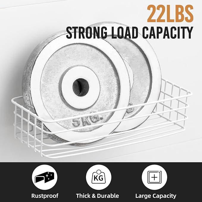 LEVERLOC Shower Caddy Suction Cup, 2 Pack Shelves for Inside with Hooks and Soap Holder, NO-Drilling Bathroom Holder, Rustproof Meatl Bathroom Organizer, White