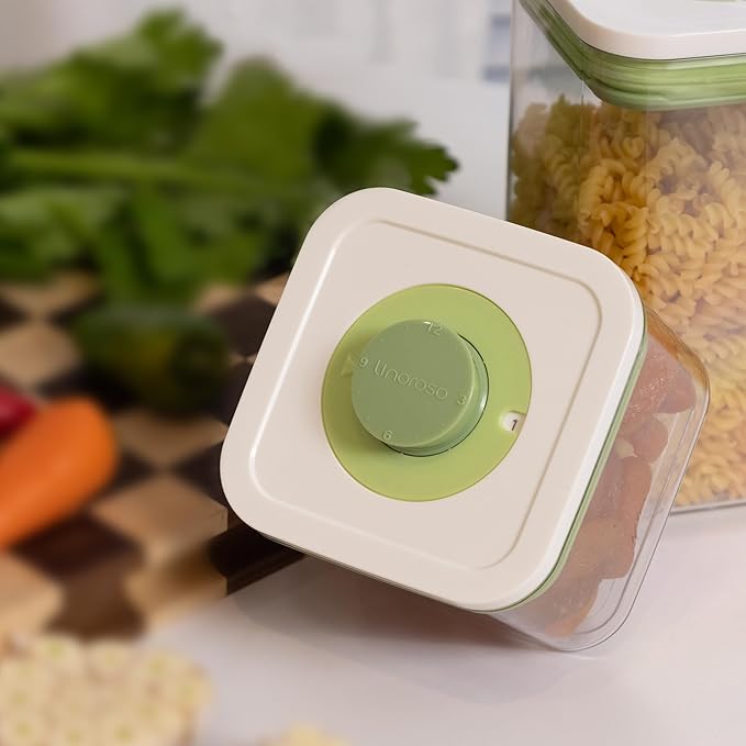 linoroso Pop Airtight Food Storage Containers with Time Recording Lids, BPA-Free Stackable Plastic Storage Containers Set of 4, Dry Cereal Container Set for Pantry Countertop Fridge Organization