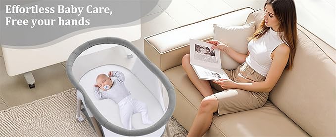 Baby bassinets,3 in1 Baby Crib, Sturdy, Portable & Easy to Assemble,Mosquito net and Portable Bag Included. (Gray)