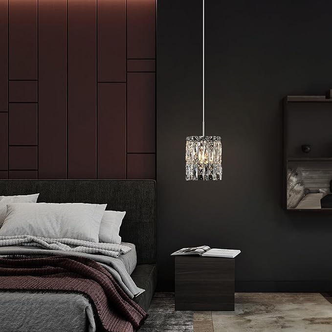 Modern K9 Crystal Pendant Lights Kitchen Island, Chrome Chandeliers for Dining Room Light Fixtures Over Table,Hanging Lighting for Kitchen Island Entryway Bathroom BedHead Chandelier