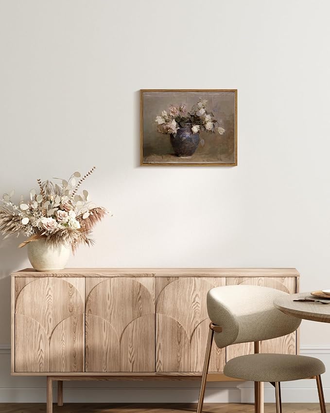 InSimSea Framed Canvas Wall Art Vintage Decor, Home Decor Flower in Pots Canvas Wall Painting Decor, Rustic Farmhouse Wall Decoration, Canvas Prints for Living Room Bedroom Office, 11"x14"