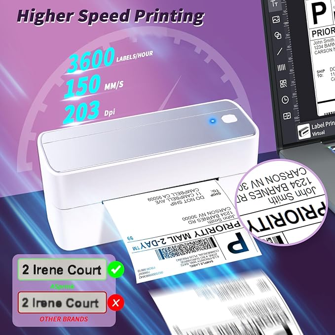 ASprink Bluetooth Shipping Label Printer - 241BT Label Printers for Shipping Packages - 4x6 Shipping Label Printer Wireless Label Makers, Compatible with USPS, Shopify, Amazon, Ebay
