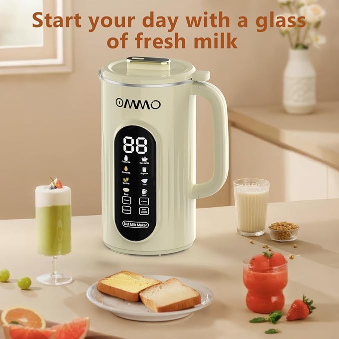 OMMO 10 in 1 Nut Milk Maker Machine Blender, 35oz Soy Milk Maker with Large Screen/10 Blades for Hot/Cold Almond Oat Soybean Milk Maker, 12 Hours Timer/Self-Cleaning, Includes Recipe Book-Accessories