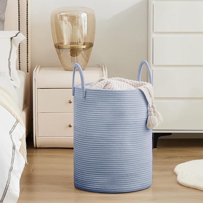 Laundry Hamper Basket, Woven 58L Tall Laundry Basket for Blanket Organizer- Nursery Hamper for Bedroom And Bathroom Storage