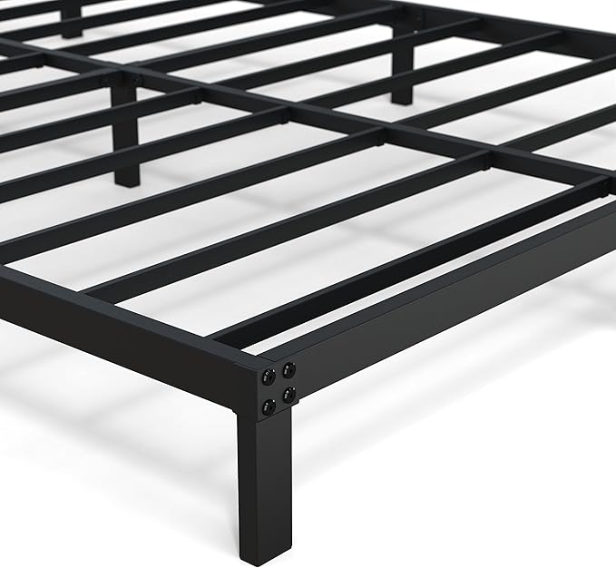 8 Inch Bed Frame Queen Size No Box Spring Needed, Heavy Duty Queen Platform Metal Bed Frame Support Up to 3000 lbs, Easy Assembly, Noise Free, Black
