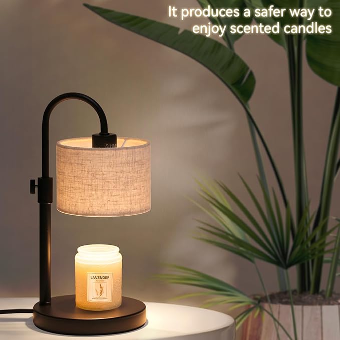 Candle Warmer Lamp with Timer, Dimmable Candle Wax Warmer Candle Lamp with 2 Bulbs, House Warming Gifts Brithday Gifts for Women Bedroom Home Decor (Linen-Upgraded)