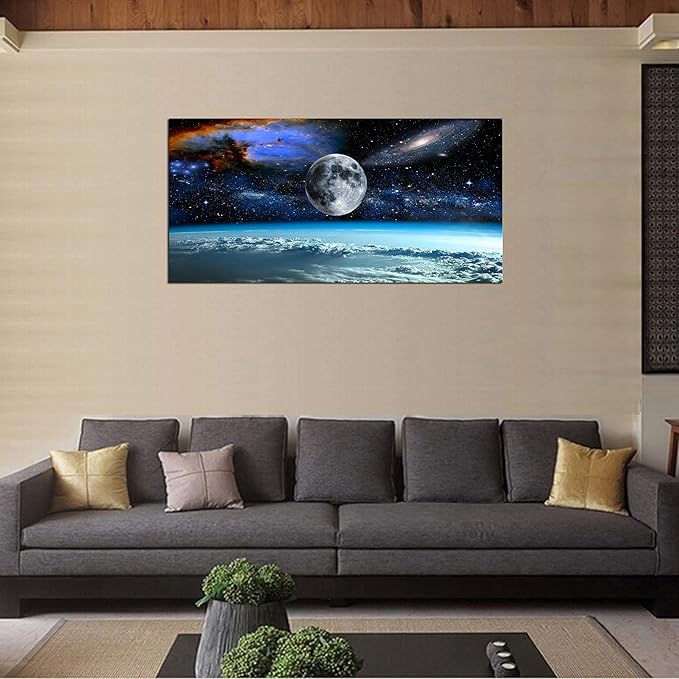 XXMWallArtFC2575 Space View From Earth Space Canvas Wall Art Landscape Modern Decor Canvas Wall Art Painting Decor Abstract Canvas for Living Room Bedroom Kitchen Home and Office Wall Decor