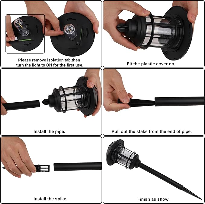 Dynaming 6 Pack Dual Use Solar Path Lights Outdoor, Hanging Lantern Solar Garden Lights with Edison Bulb, Landscape Lighting, Waterproof & Auto On/Off for Patio Pathway Walkway Driveway, Warm White