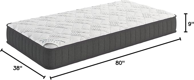 Ottomanson Twin XL 9" Hybrid Mattress - Medium-Firm Support - Made in USA - Individually Pocketed Coils & CertiPUR-US Foam - Fiberglass-Free - Bed in a Box
