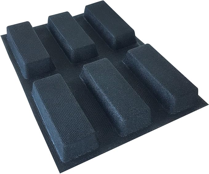 Bluedrop Silicone Bread Forms Square Shape Bread Molds Non Stick Bakery Trays Silicone Coated Fiber Glass 6 Caves Rectangle Moulds