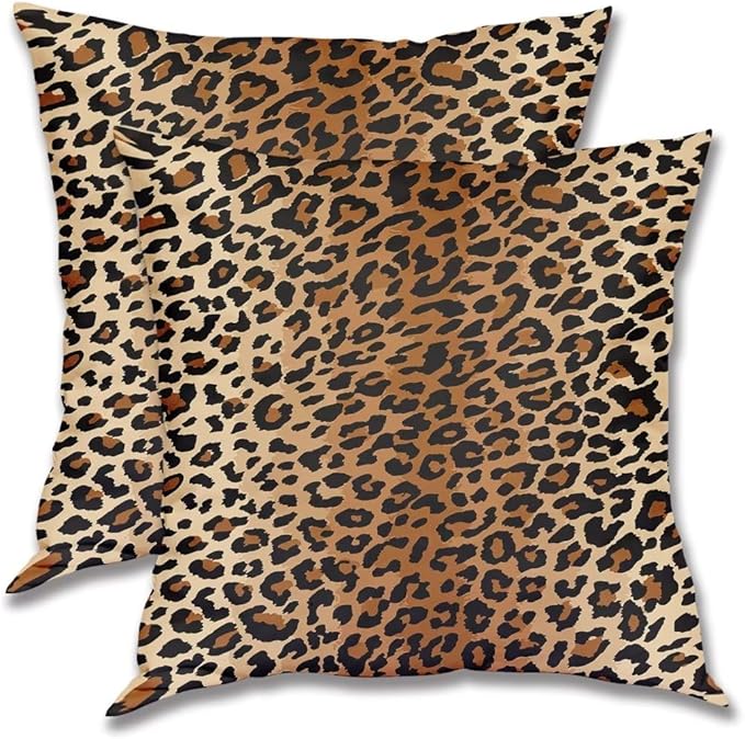 BETGINY Leopard Throw Pillow Cover 16 X 16 Inch Pack of 2, Cheetah Print Pillow Covers Square Cushion Faux Animal Skin Pillowscase for Bedroom Home Sofa Decoration