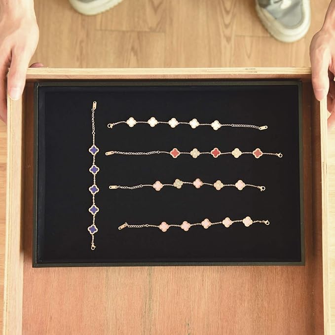 Black Velvet Stackable Jewelry Tray Showcase Display Stackable Necklace Bracelet Ring Showcase Display Empty Plate