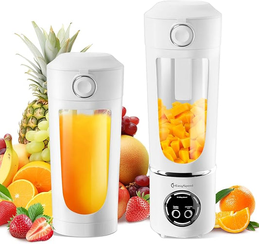 EasySpeed Personal Portable Blender,USB Type-C Rechargeable,700ml Juicer Cup,12 Stainless Steel Blades,4 Gear Modes,1500mAh Battery Capacity,Perfect for Fresh Juice at Home (White)