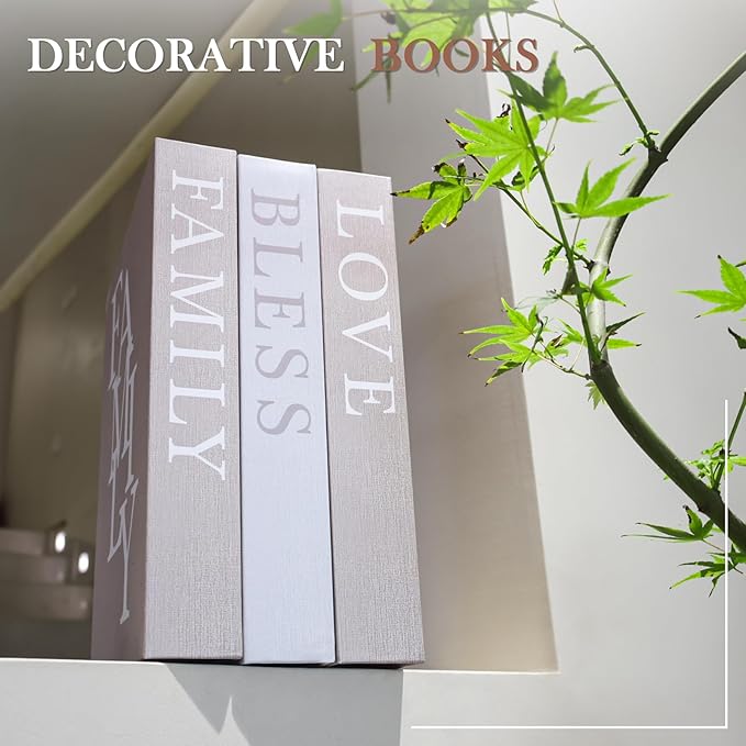 Beautiful Decorative Coffee Table Books for Home Decor,Set of 3 Modern Faux Decorative Boxes for Office/Bookshelf/Mantle Decor,Aesthetic Fake Books for Decoration,Photo Storage and Keepsake Box