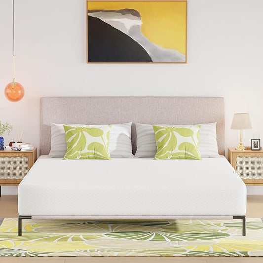 PayLessHere 10 Inch Gel Memory Foam Mattress Medium Firm Mattresses CertiPUR-US Certified Bed-in-a-Box Pressure Relieving California King Size,Fiberglass Free，White