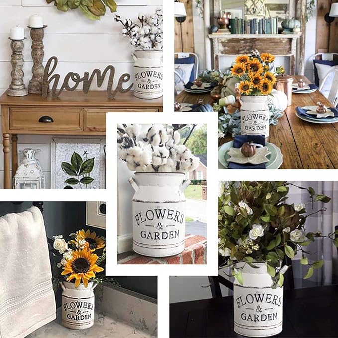 Galvanized Metal Rusty Milk Can Jug Pot for Home,Garden Decoration or Gift