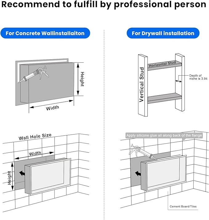 POPFLY 24X12 Inch Shower Niche Shelf, Brushed Nickel Shower Niche Stainless Steel, No Tile Needed Bathroom Storage Shelfs Recessed Wall Niche