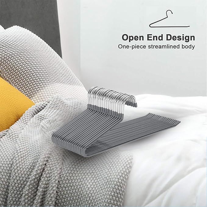 devesanter Pants Hanger 20 Pack Open-Ended Pants Space-Saving Strong Jean Hangers Metal Pant Hangers Versatile Non-Slip Hangers for Short Skirt Jeans Trousers Clothes Hangers for Women Men(Grey