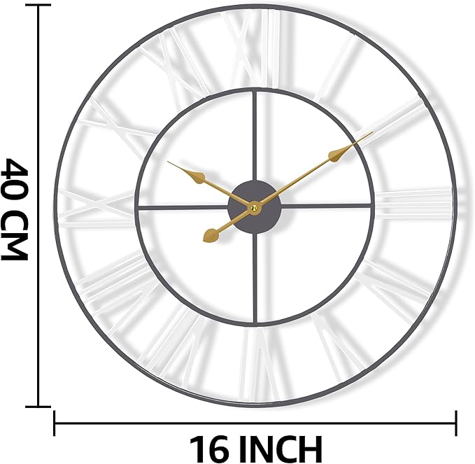 Sorbus Large Wall Clock for Living Room Decor – Easy to Hang 24-Inch Big Wall Clock – Metal Wall Art for Kitchen, Bedroom, Home, Office – Analog Decorative Wall Clock (Black)