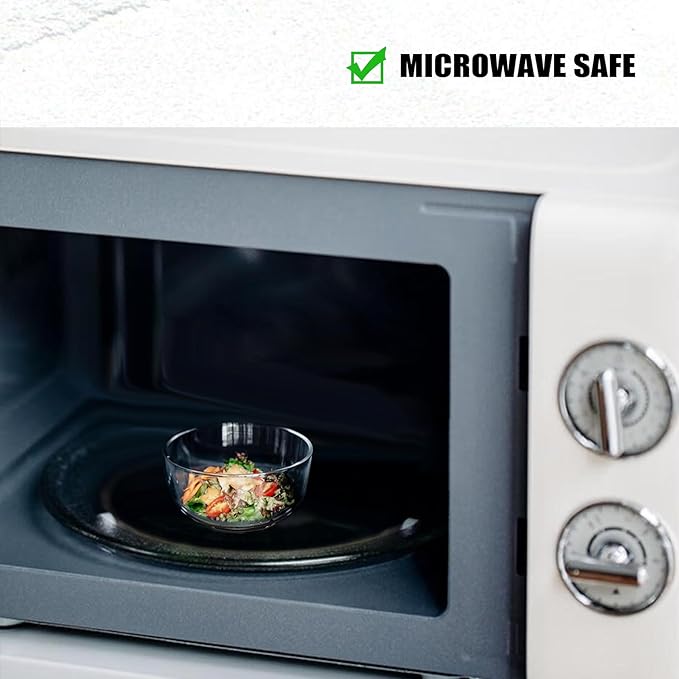 Glass Bowls Set of 6-4.5 Inch Clear Bowls - 8.6 oz Cereal Bowls for Kitchen Prep, Dessert, Ice Cream Toppings, Dips, and Candy Dishes, Dishwasher Microwave and Freezer Safe