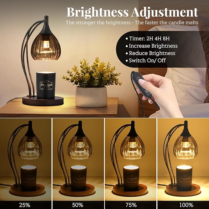 Candle Warmer Lamp with Timer Dimmer - Electric Light Wax Warmer for Jar Candles - Lamp with 2 Bulbs, Unique Birthday Gifts for Women Mom House Warming Gifts New Home Decor