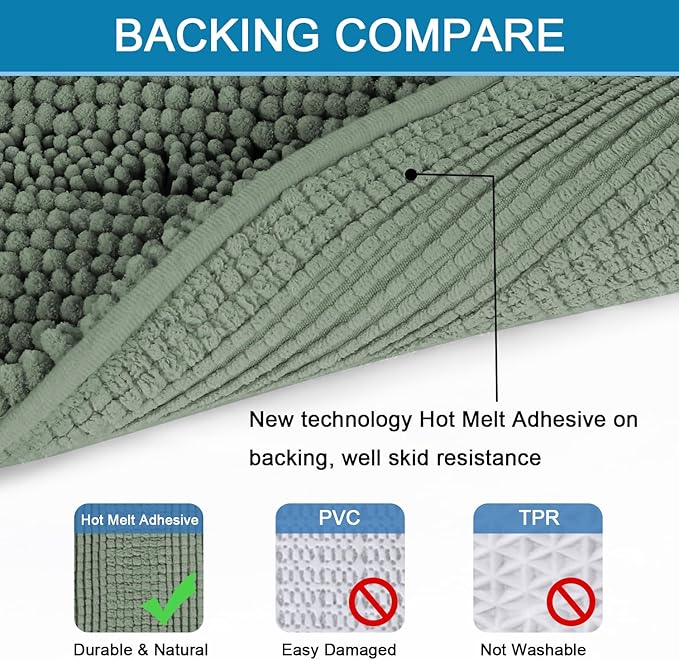 H.VERSAILTEX Bathroom Rugs Bath Mat Runner Rug Non Slip Kitchen Rug Extra Long Bath Rug Runners Oversized 59" x 20" Absorbent Washable Dry Fast Plush Area Rug for Bathroom/Bedroom - Green Bay