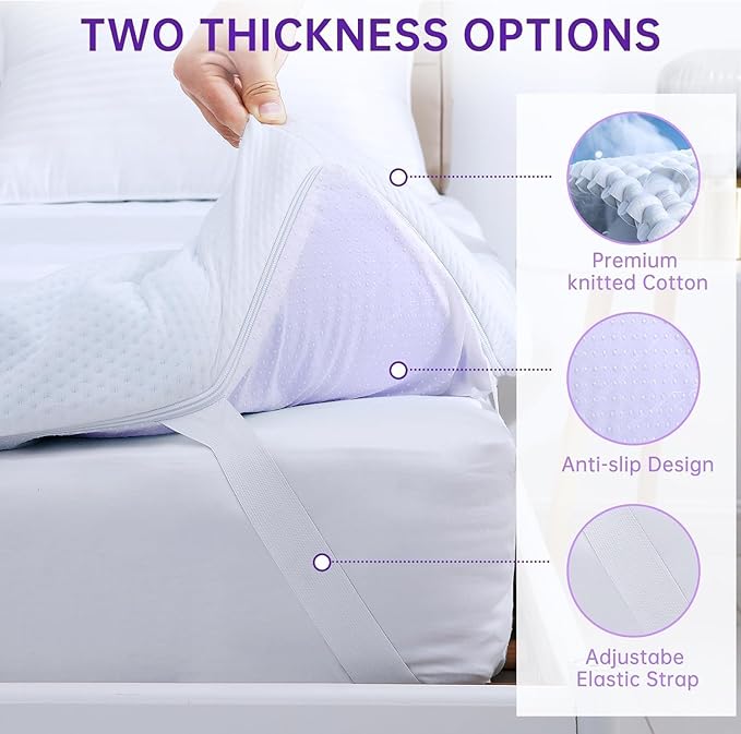 MUXHOMO 3 Inch 7-Zone Twin Mattress Topper, Egg Crate Foam Mattress Topper Twin Size for Back Pain, Lavender Cooling Gel Infused Bed Pad, CertiPUR-US and Oeko-TEX Certification (38"×75")