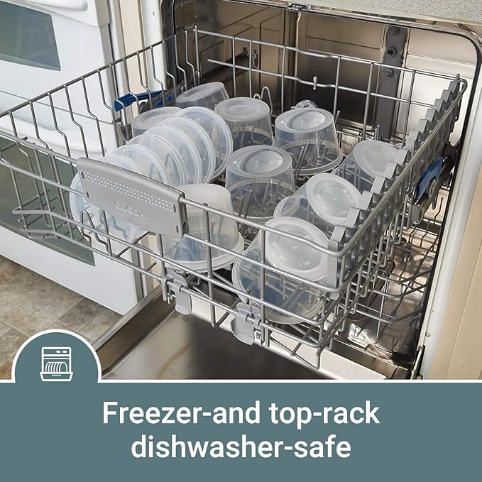 ASEVAT10oz+16oz Round Plastic Storage Containers With Lids Kitchen, Food Storage Container with Lid, Microwave Safe Bowls With Lids, Freezer Safe Jar, Slime, Soup, BPA Free Stackable