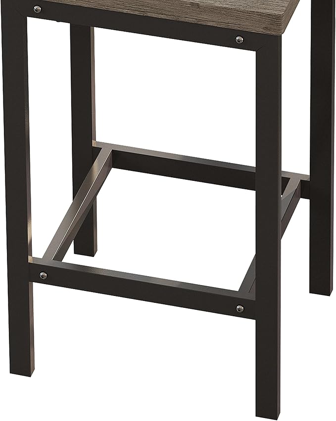 Harper & Bright Designs 4-Piece Dining Table Set, 60.2" L Solid Wood Dining Table with 3 Stools and Metal Frame for Kitchen Dining Room, Grey Brown