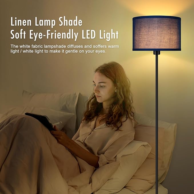 BoostArea Floor Lamp Blue, Standing Lamp, Small Floor Lamps for Living Room, Simple LED Tall Lamp with Lampshade, On/Off Foot Switch, Corner Pole Lamps for Bedroom/Office/Kids' Room(Without Bulb)