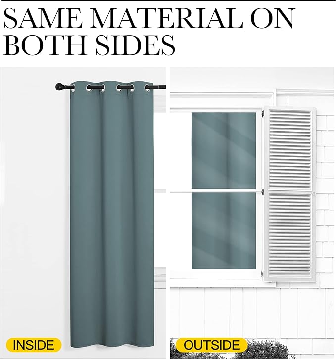 NICETOWN Modern Blackout Curtains Noise Reducing, Thermal Insulated and Privacy Room Darkening Drape Panels for Boy's Guest Room Door Window (Greyish Blue, 2 Panels, W42 x L90 -Inch)