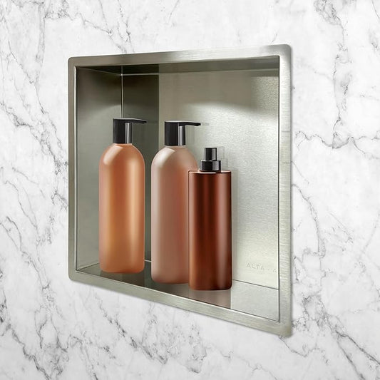 Shower Niche Lightweight Stainless Steel Easy Install Tile Needed Wall Niche Recessed Shower Shelf for Bathroom Storage (Brushed Stainless, 13"x13")