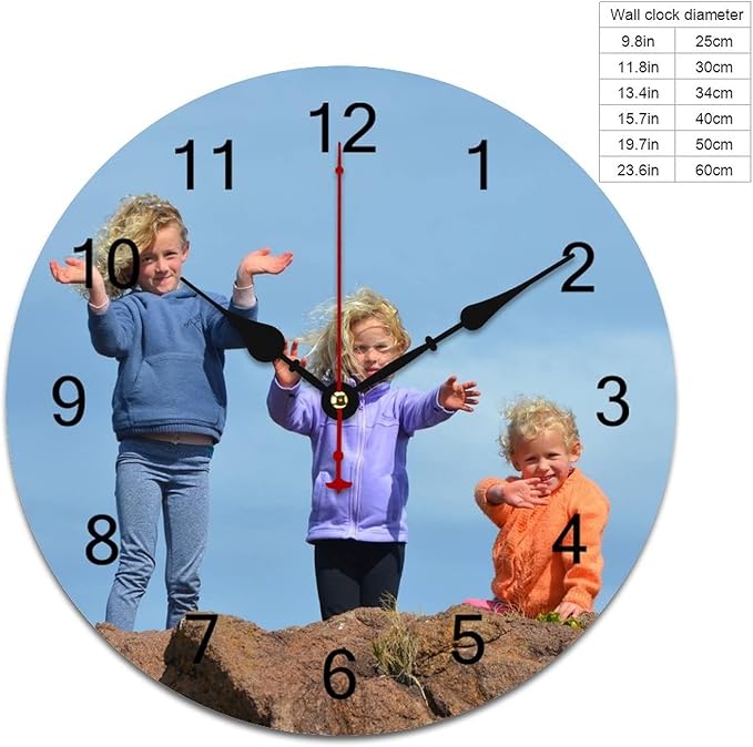 Custom Wall Clock, Personalized Wall Clock with Photo/Image Text Non-Ticking Clock Silent Customized Digital Wall Clocks Customized Gift for Living Room Kitchen Bathroom Home Decor 23.62''