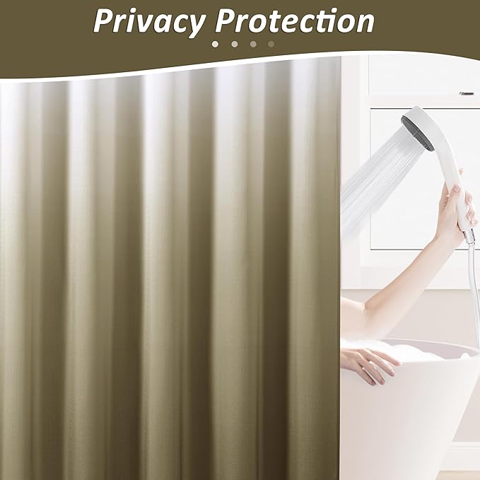 Grayish Brown Shower Curtains for Bathroom, Ombre Textured Fabric Shower Curtain Set, Hotel Spa Luxury with 12 Hooks, Decorative Bathroom Curtain 72 x 72