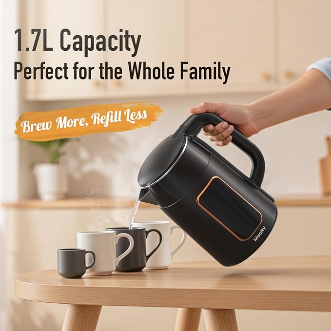 Mecity Electric Kettle 1.7L Touch Screen Temperature Control Water Boiler, No Plastic Contact with Water. 6 Preset Temperature Programs, 2 Hours Keep Warm, Black