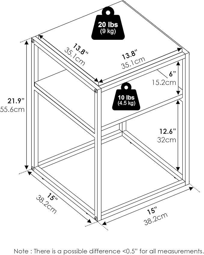 Furinno Moretti Modern Lifestyle Stackable Shelf, 2-Tier, Solid White/White
