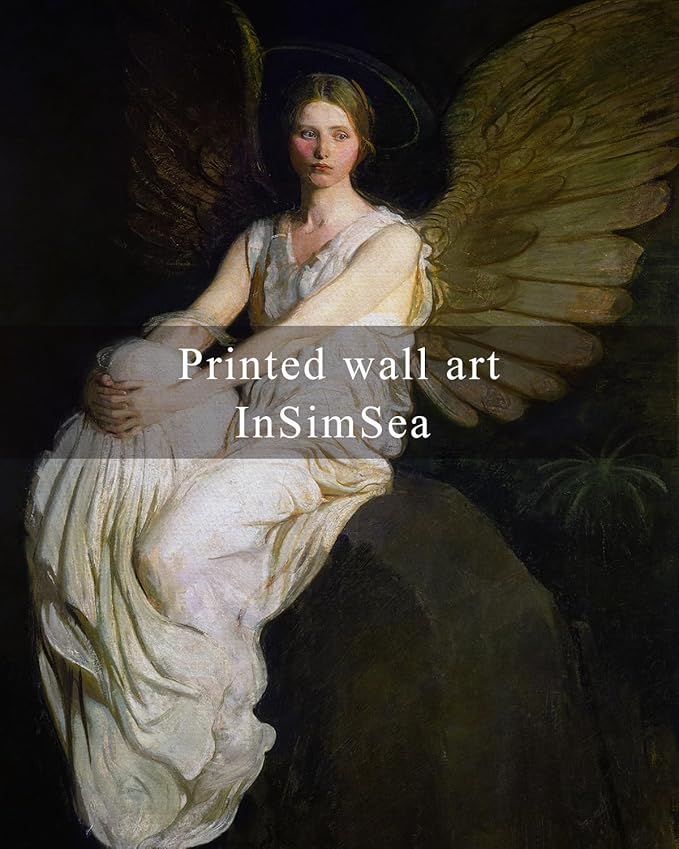 InSimSea Framed Wall Art for Living Room Home DecorStevenson Angel Vintage America Country Memorial Classical Oil Painting Prints Decorative for Living Room Bedroom Office Wall Decor 12x16in