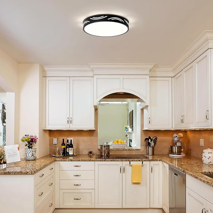 Modern Dimmable Ceiling Light Fixture,5CCT in One LED Flush Mount Kitchen Lights,Round Close to Ceiling Lamp for Bedroom Living Room Hallway Entryway Laundry Room Bathroom(Black,15.75 in,ETL Listed)