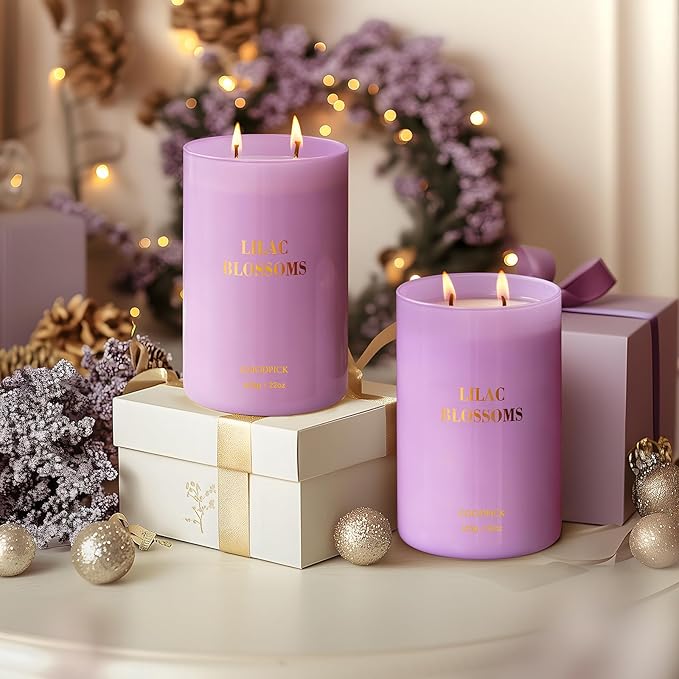 Goodpick Lilac Scented Candle, Mothers Day Soy Wax Candle, 22oz Long Lasting 120H for Home Scented, Gifts for Women