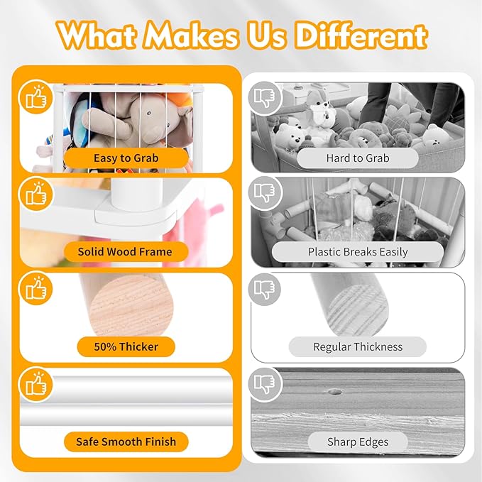 Large Stuffed Animal Storage, Wooden Stuffed Animal Storage Zoo, Toy Holder, Space Saving Toy Zoo for Kidroom, Playroom, Kid’s Gift, White