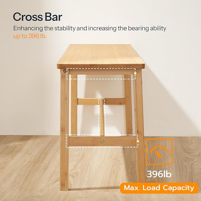 HOOBRO 39.3'' Bamboo Dining Bench, Farmhouse Table Bench, Kitchen & Living Room Furniture, Easy to Assemble, Sturdy and Stable, Natural YL03CD01G2